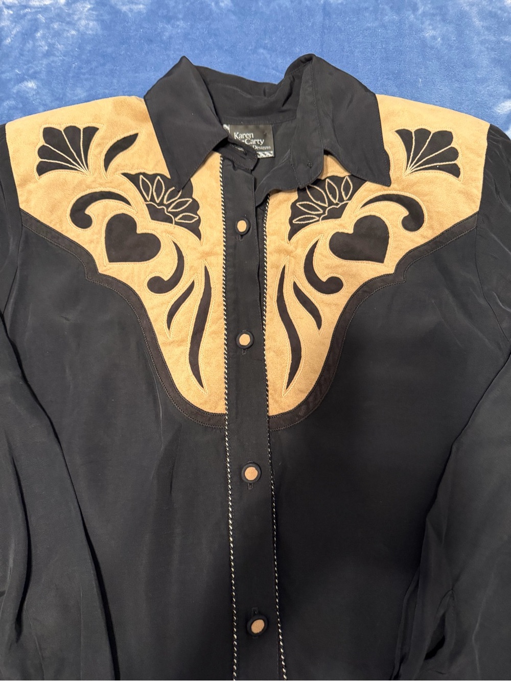 1990s Black Western Shirt by Karen McCarty original Design